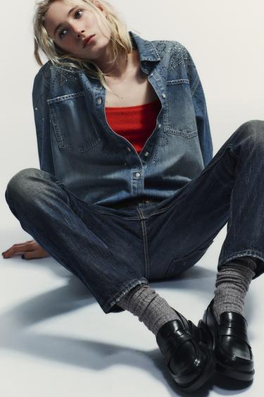 Zara Лоферы на плоской подошве с рельефным узором