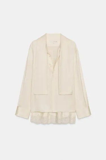 Комбинированная атласная блуза ZW COLLECTION