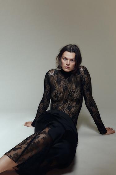 Zara Брюки из атласа с кружевом