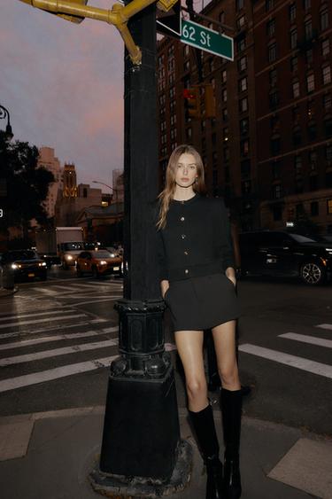 Zara Кардиган с плечевыми накладками и запахом