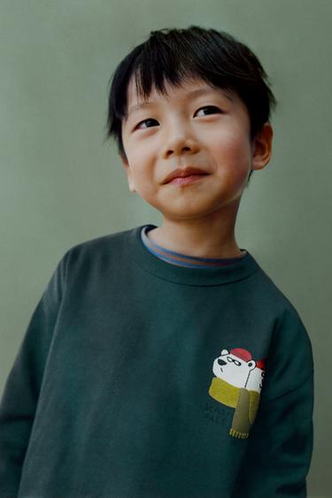 Zara Футболка с принтом белого медведя