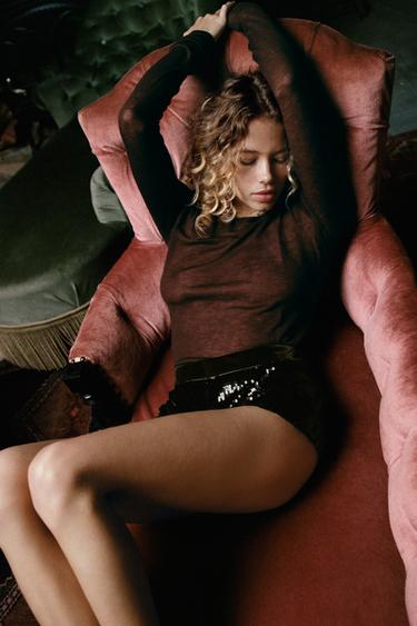 Zara Комбинированные шорты с пайетками