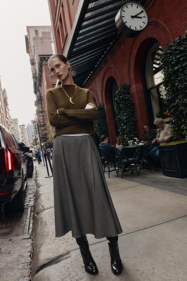 Zara Юбка-накидка миди «гусиная лапка»