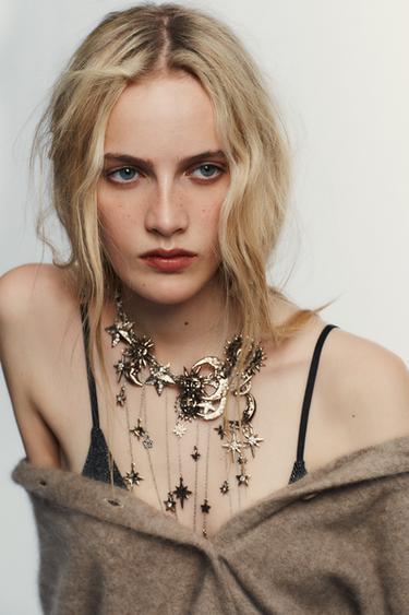Zara Металлическое ожерелье с лунами и звездами