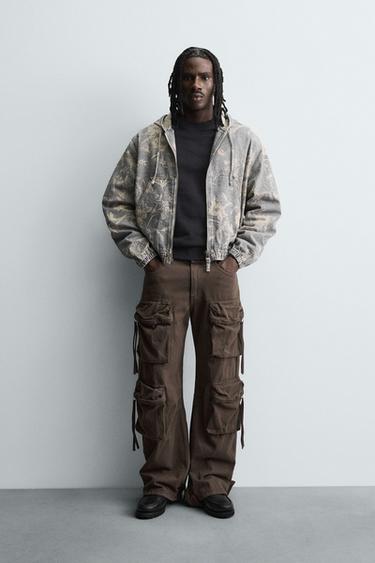 Zara Джинсовая куртка с абстрактным принтом купить с доставкой.