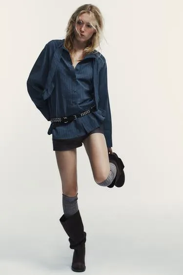 Хлопковая рубашка в клетку с шарфом