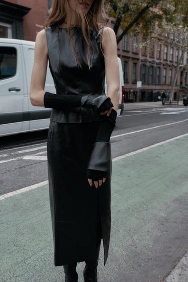 Zara Комбинированные митенки из искусственной кожи