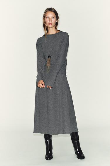 Zara Мягкое платье с поясом