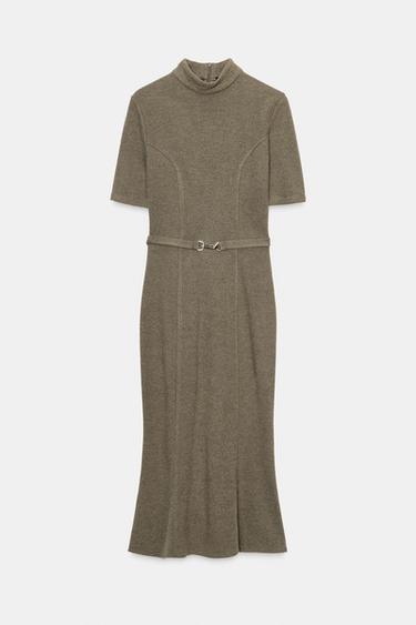 Zara Платье из мягкой ткани с ремнем