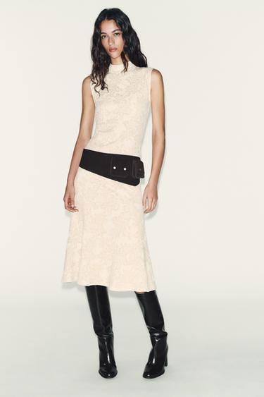 Zara Платье из жаккарда с металлизированной нитью