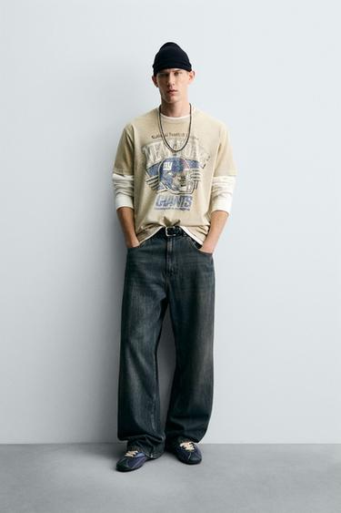 Zara Футболка с эффектом потертости NFL NEW YORK GIANTS