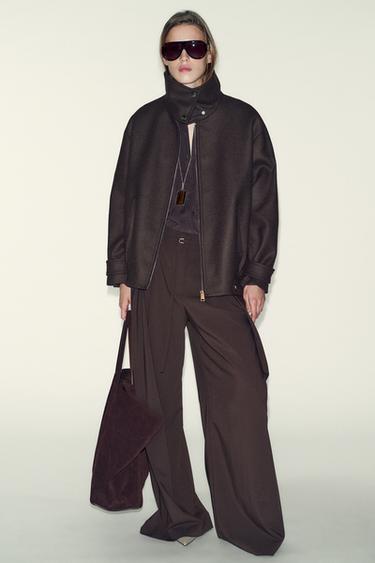 Zara Бомбер из шерстяной смеси с высоким воротником купить с доставкой.