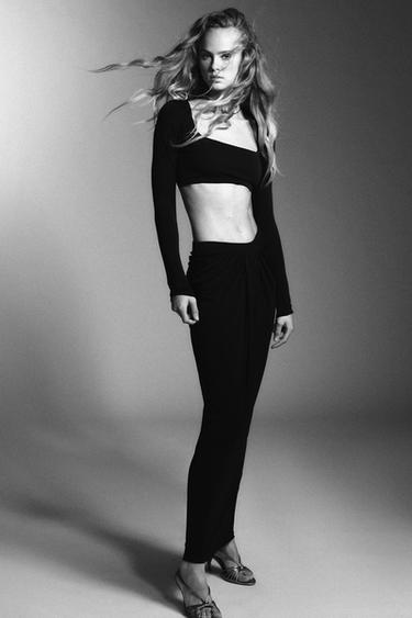 Zara Укороченный топ из крепа купить с доставкой.