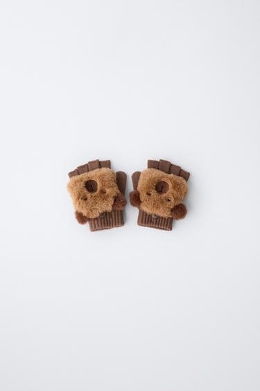 Zara Митенки из искусственного меха «капибара»