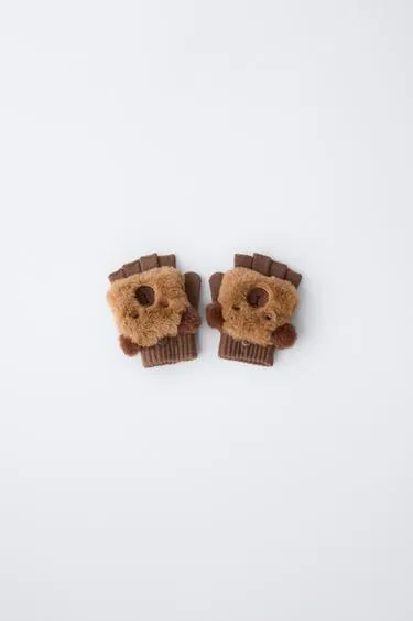 Митенки из искусственного меха «капибара»- Заказать в России