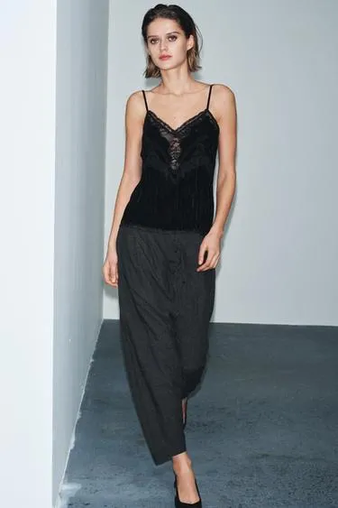 Бархатный топ с кружевом — ZW COLLECTION