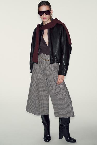 Zara Длинные бермуды «гусиная лапка» с ремнем и цепочкой купить с доставкой.