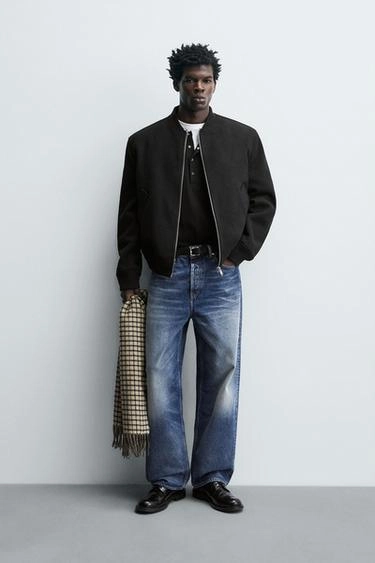 Полупальто-бомбер из комбинированной ткани- Заказать в России