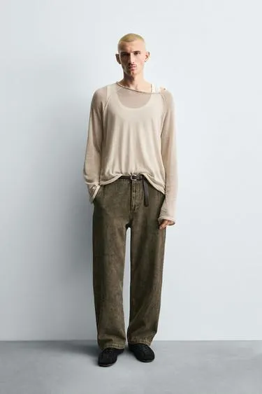 Брюки карго из ткани с абстрактным принтом- Заказать в России