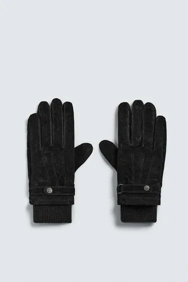 Комбинированные замшевые перчатки- Заказать в России