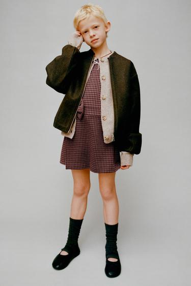 Zara Короткий комбинезон в клетку с бантом