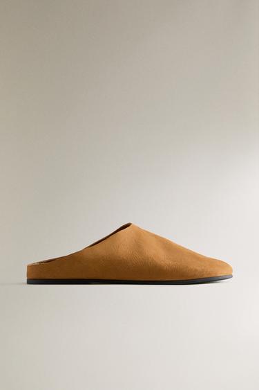 Zara Теплые кожаные мулы с меховой подкладкой