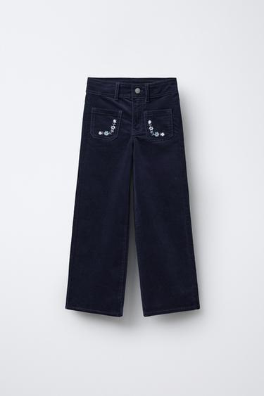 Zara Бархатные брюки с вышивкой в виде цветов купить с доставкой.