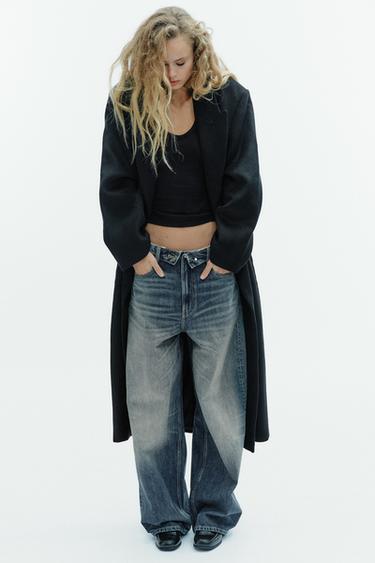 Zara Удлиненное пальто из смесовой шерсти