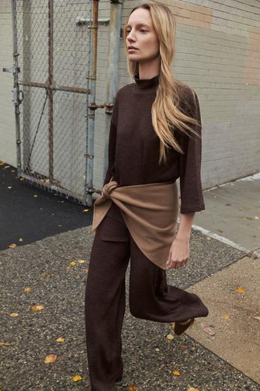 Zara Футболка с высоким воротом из пике