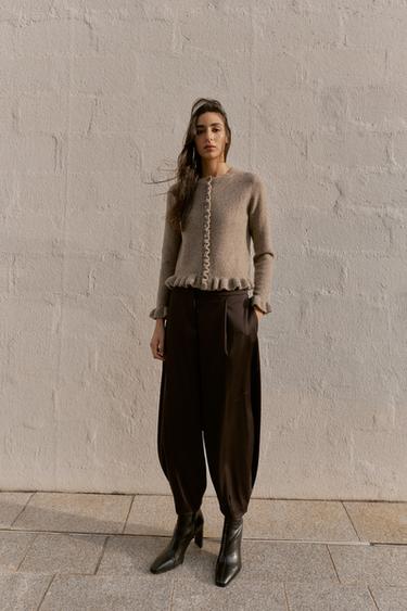 Zara Трикотажный кардиган с оборками