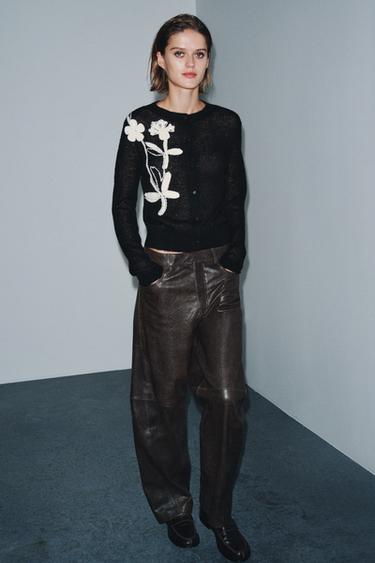 Zara Кардиган из трикотажа с цветочной вышивкой