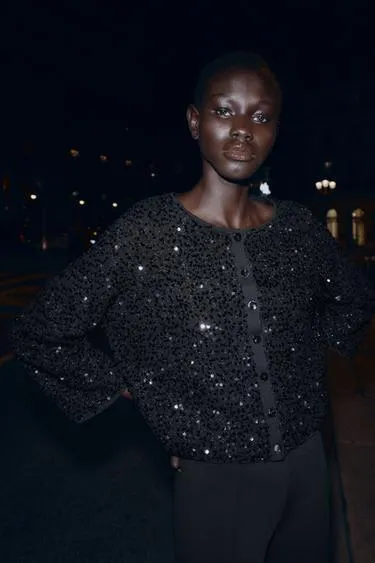 Кардиган с пайетками- Заказать в России