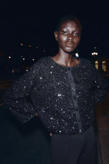 Кардиган с пайетками- Заказать в России