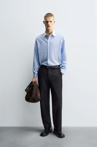 Рубашка в полоску с манжетами под запонки- Заказать в России