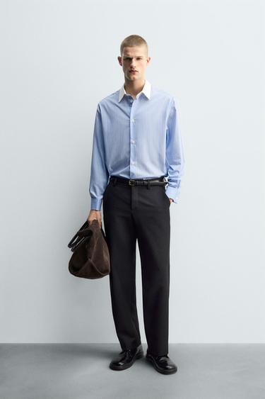 Zara Рубашка в полоску с манжетами для запонок