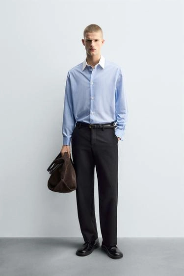 Рубашка в полоску с манжетами для запонок- Заказать в России