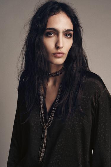 Zara Набор из 2 ожерелий-чокеров с бусинами и стразами