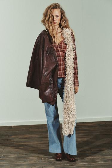 Zara Рубашка с запахом в клетку