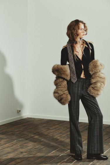 Zara Рубашка из искусственной замши с завязками