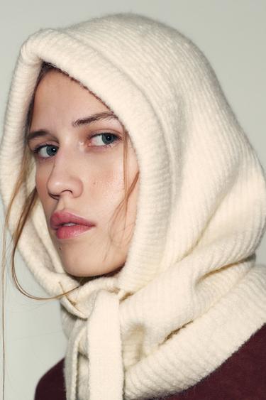 Zara Вязаный капюшон в рубчик купить с доставкой.