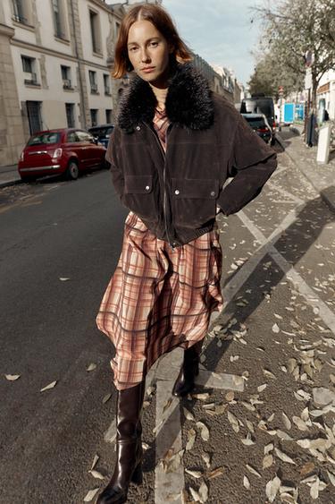 Zara Бомбер оверсайз с отложным воротником из искусственного меха купить с доставкой.