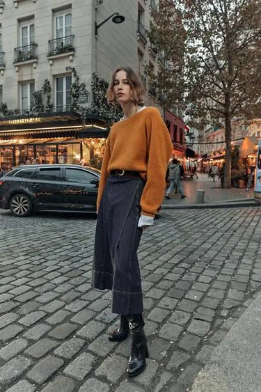 Юбка Z1975 миди из денима с ремнем