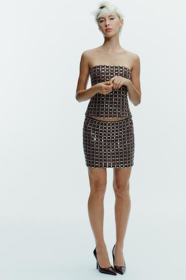 Zara Бандо топ из мерцающей сетки