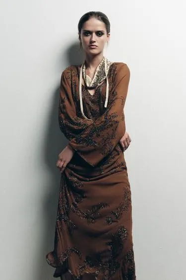 Платье из жоржета с бусинами LIMITED EDITION