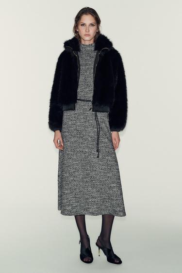 Zara Фактурное платье с поясом