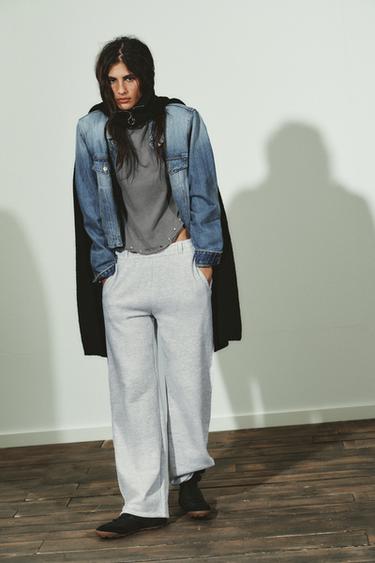 Zara Топ из ткани с эффектом потертости и заклепками