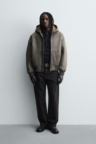 Zara Дубленка из искусственной кожи с эффектом потертости