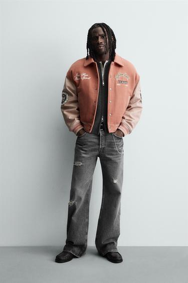 Zara Утепленный бомбер с нашивками