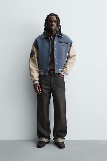 Zara Утепленный бомбер с нашивками