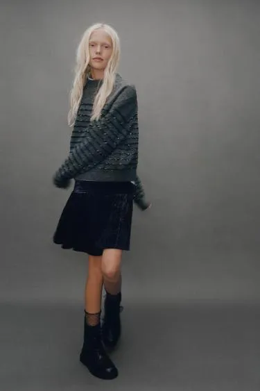 Блестящая бархатная юбка- Заказать в России